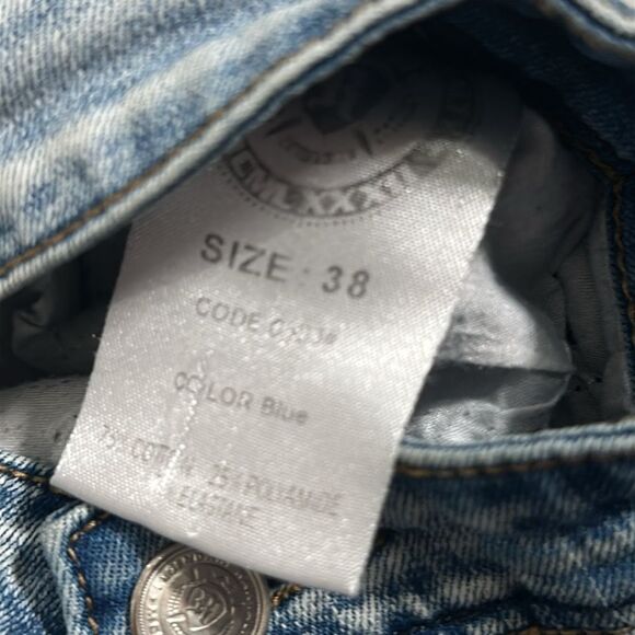 Legendary Rawyalty Men's Blue Denim Shorts with Purple Raw Accent Patch! Size 38 - Picture 5 of 6